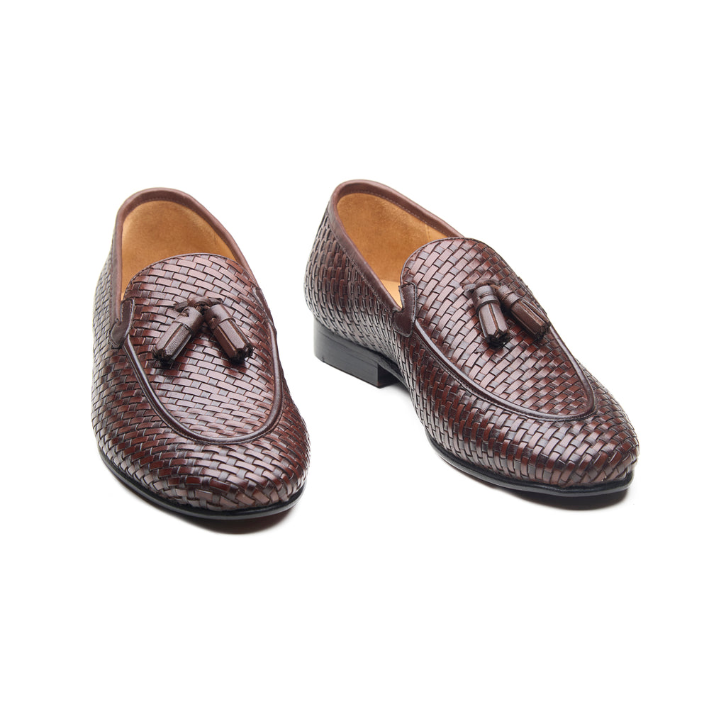 Florence, Tassel Loafers - Brown Woven