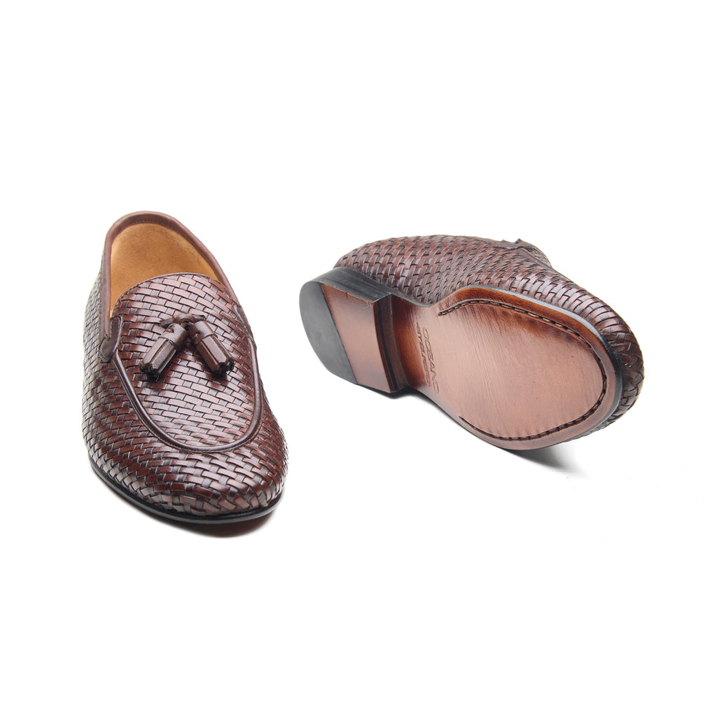 Florence, Tassel Loafers - Brown Woven