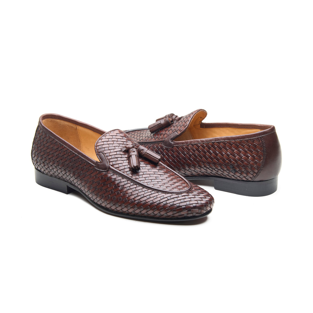 Florence, Tassel Loafers - Brown Woven