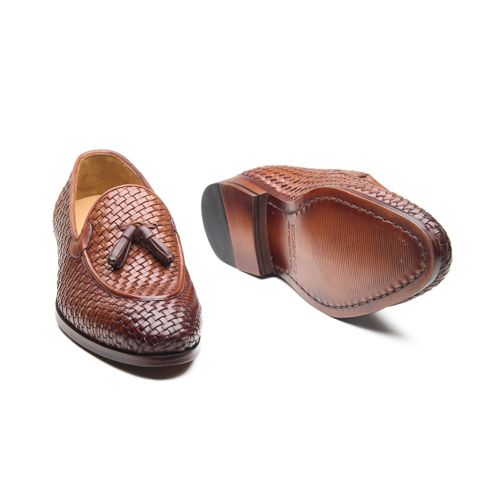 Florence, Tassel Loafers - Tan Woven