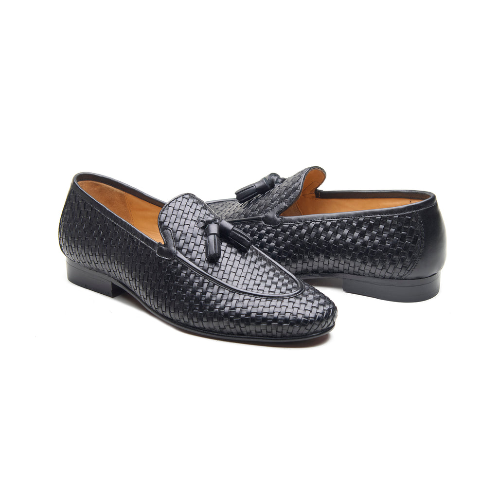 Florence, Tassel Loafers - Black Woven