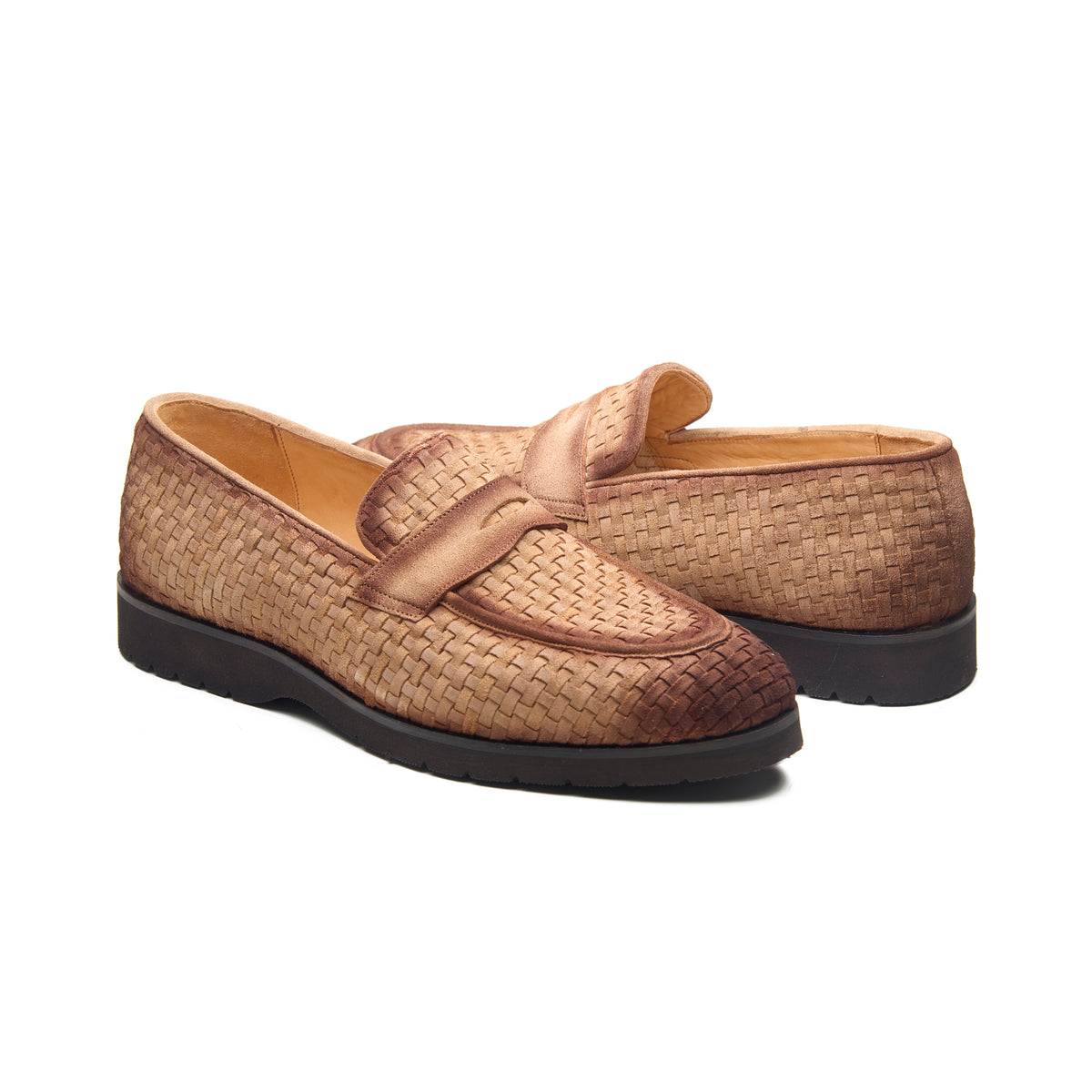 Kirby, Comfort Penny Loafers - Beige Woven Suede