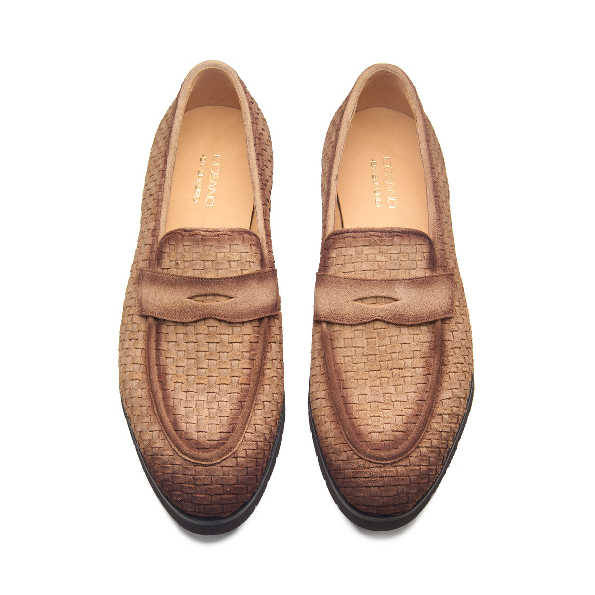 Kirby, Comfort Penny Loafers - Beige Woven Suede