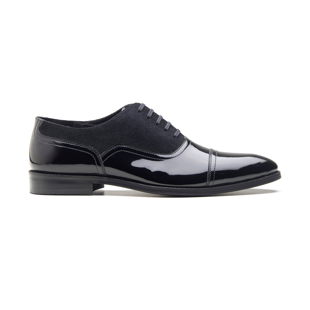 Burton, Balmoral Oxford - Black Patent & Suede | Black Tie Collection