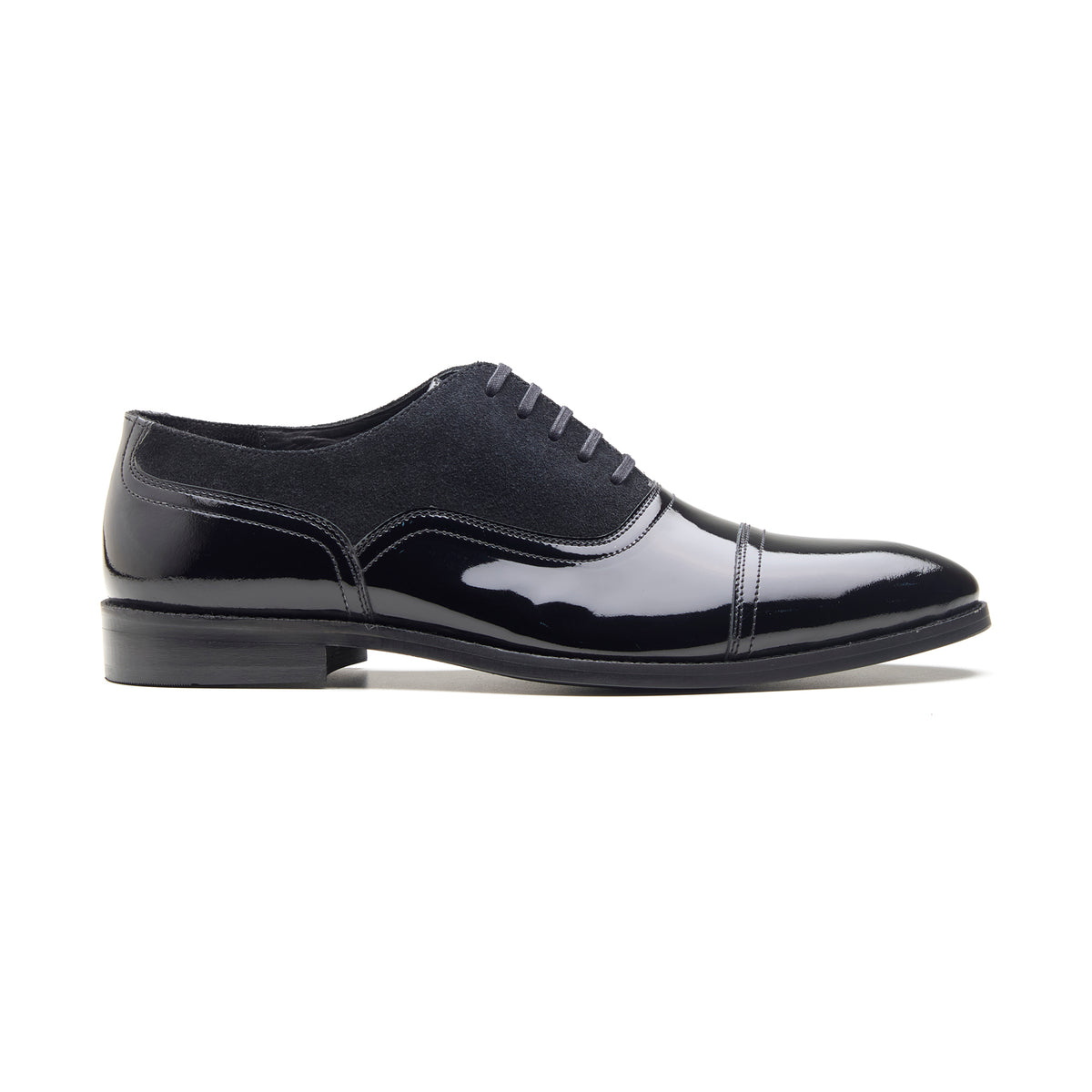 Burton, Balmoral Oxford - Black Patent & Suede | Black Tie Collection