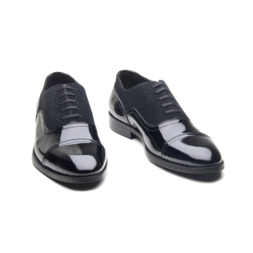 Burton, Balmoral Oxford - Black Patent & Suede | Black Tie Collection