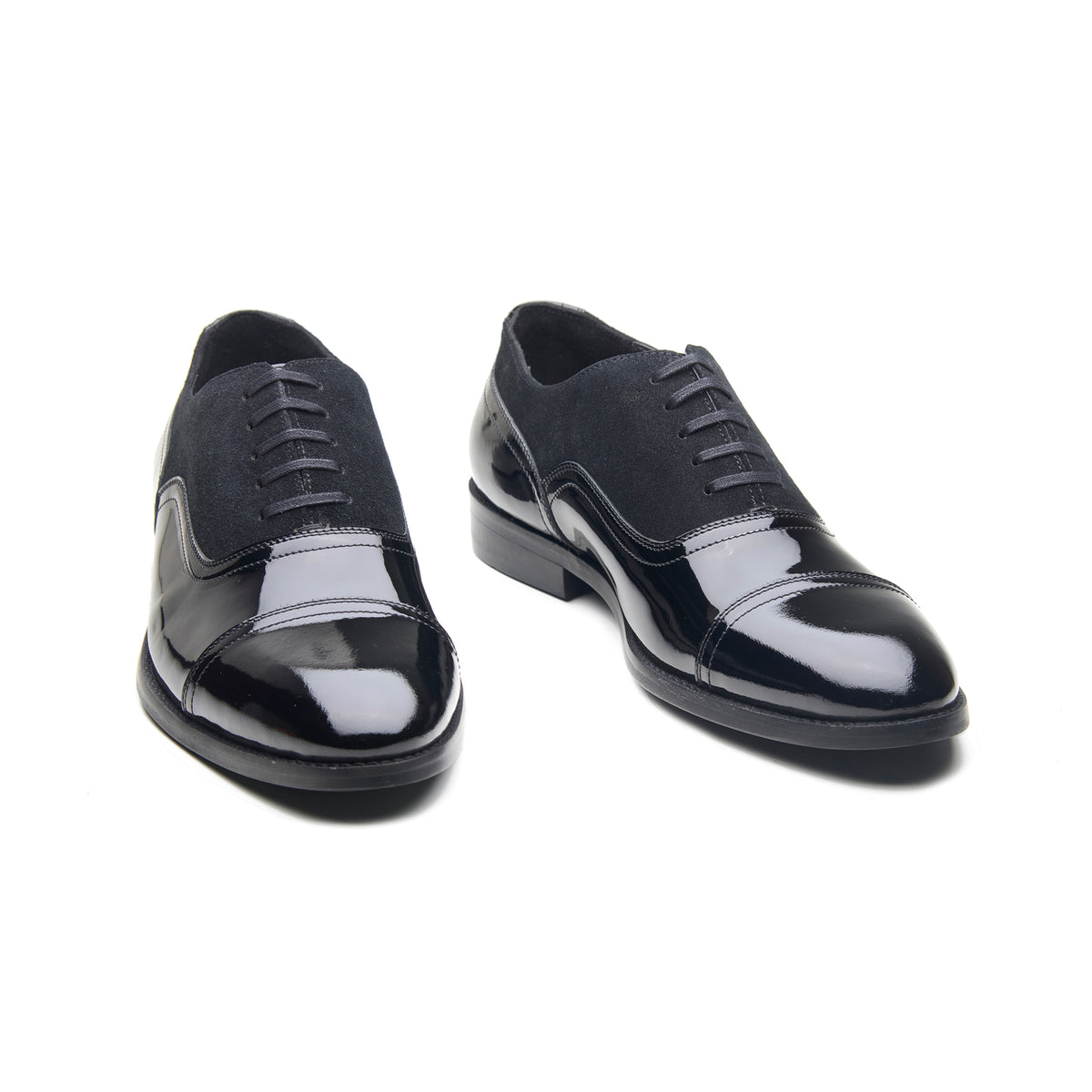 Burton, Balmoral Oxford - Black Patent & Suede | Black Tie Collection