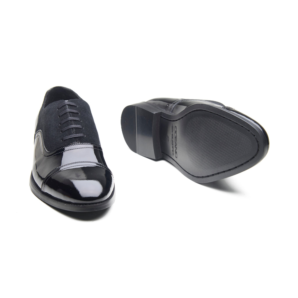 Burton, Balmoral Oxford - Black Patent & Suede | Black Tie Collection