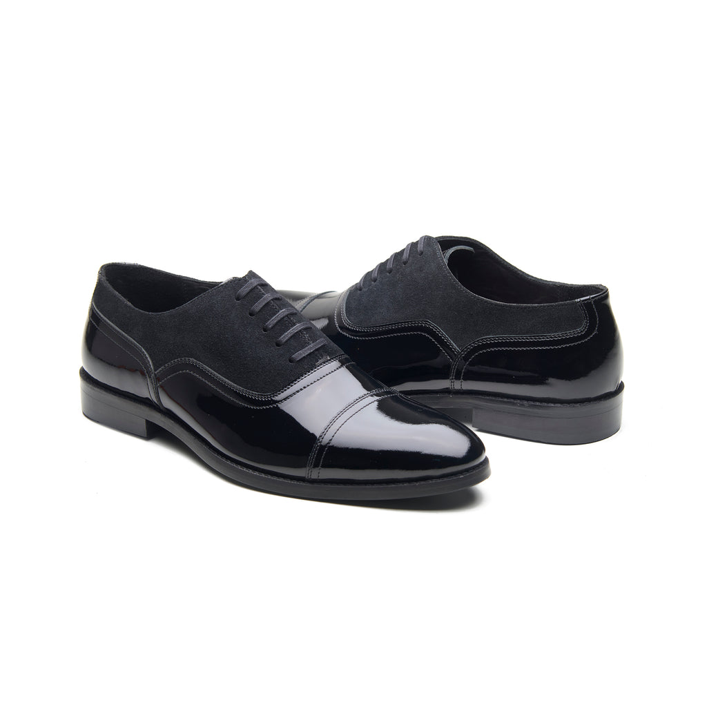 Burton, Balmoral Oxford - Black Patent & Suede | Black Tie Collection