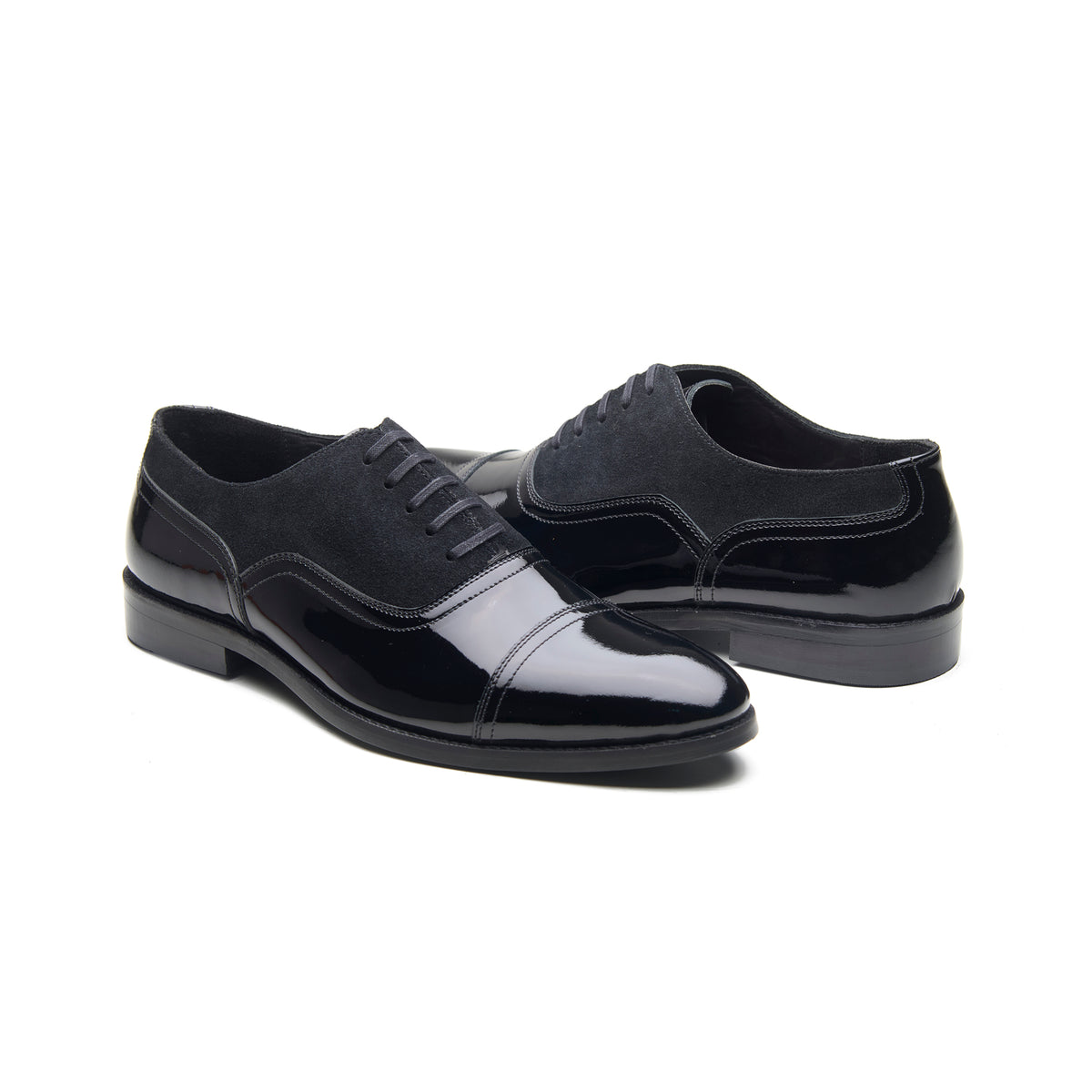 Burton, Balmoral Oxford - Black Patent & Suede | Black Tie Collection