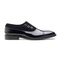 Elferd, Button Shoe- Black Patent & Suede | Black Tie Collection