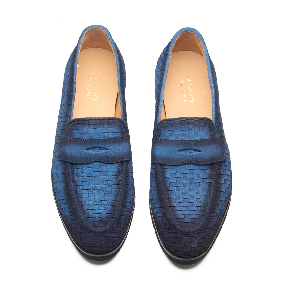 Kirby, Comfort Penny Loafers - Navy Woven Suede