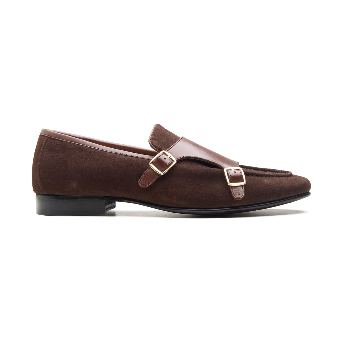 Andreya, Monk Loafers - Brown Suede + Smooth Grain