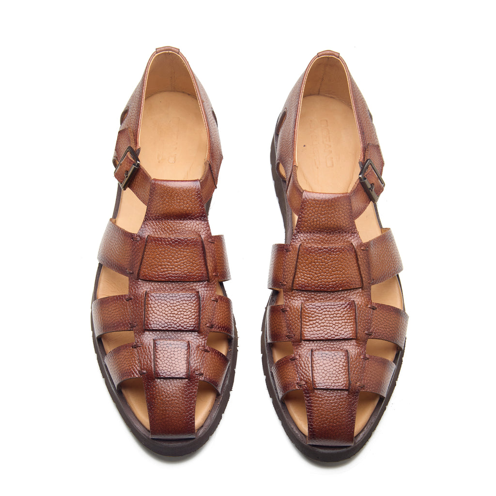 Azure, Fisherman Sandal - Cognac Pebble Crust