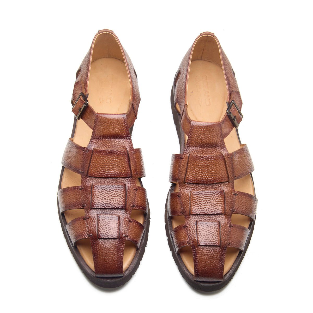 Azure, Fisherman Sandal - Cognac Pebble Crust