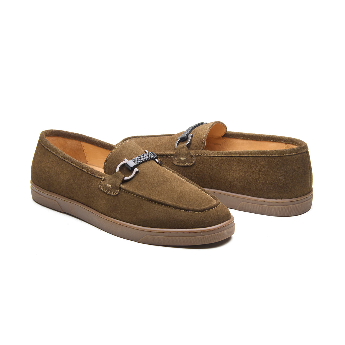 Ace, Horsebit Sneaker - Olive Suede