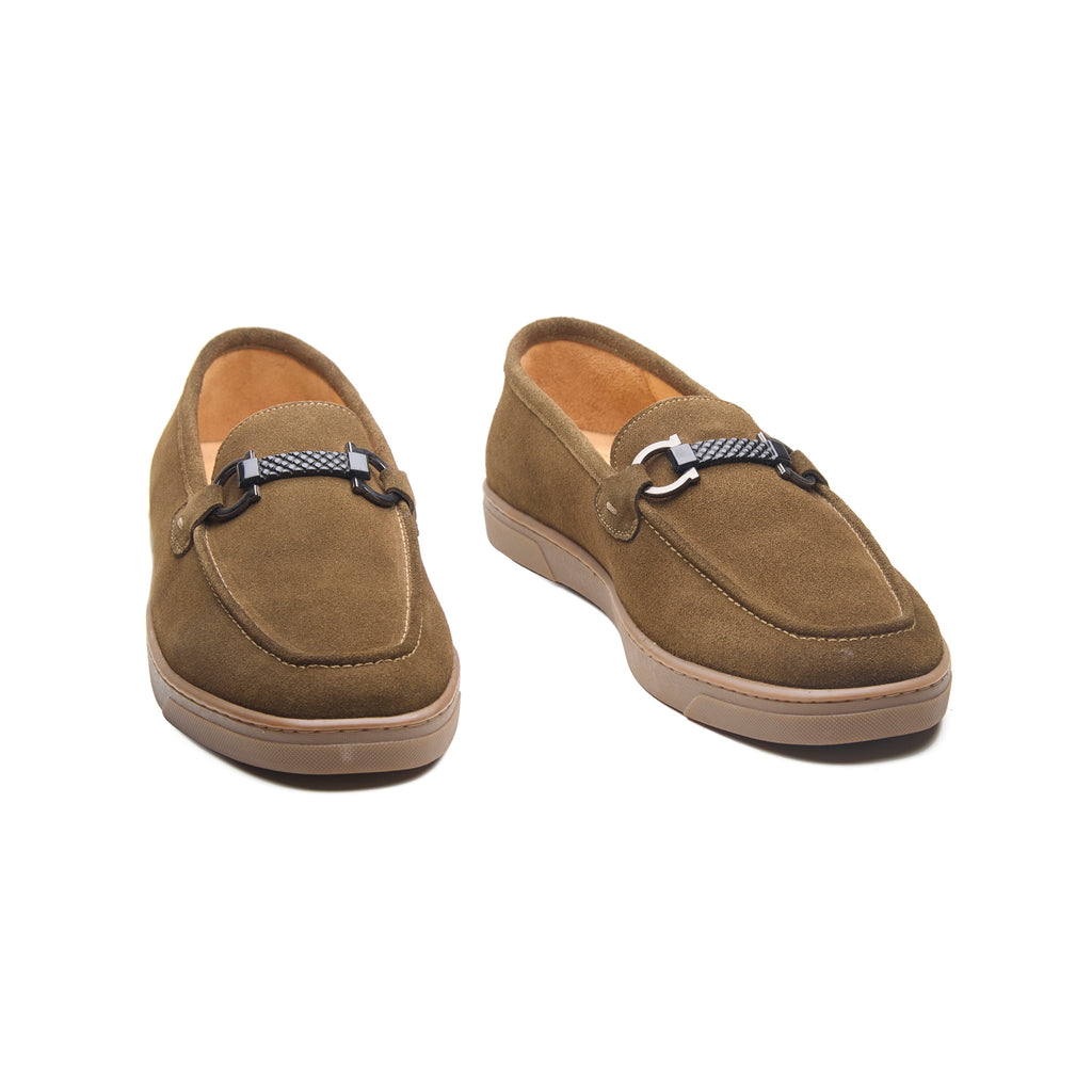 Ace, Horsebit Sneaker - Olive Suede