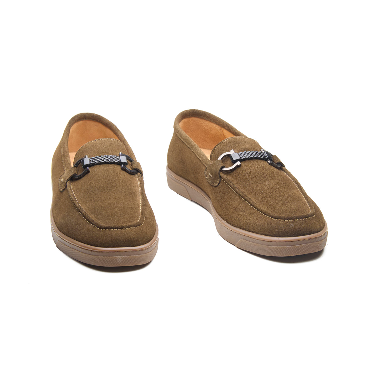 Ace, Horsebit Sneaker - Olive Suede
