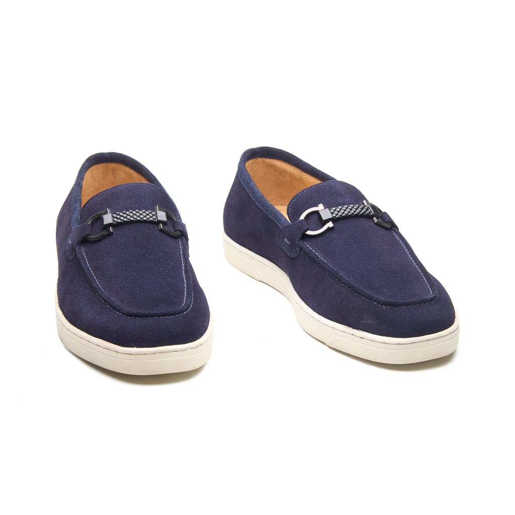 Ace, Horsebit Sneaker - Navy Suede