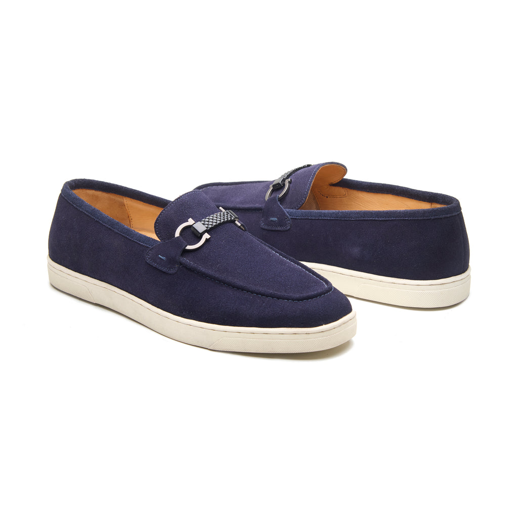 Ace, Horsebit Sneaker - Navy Suede