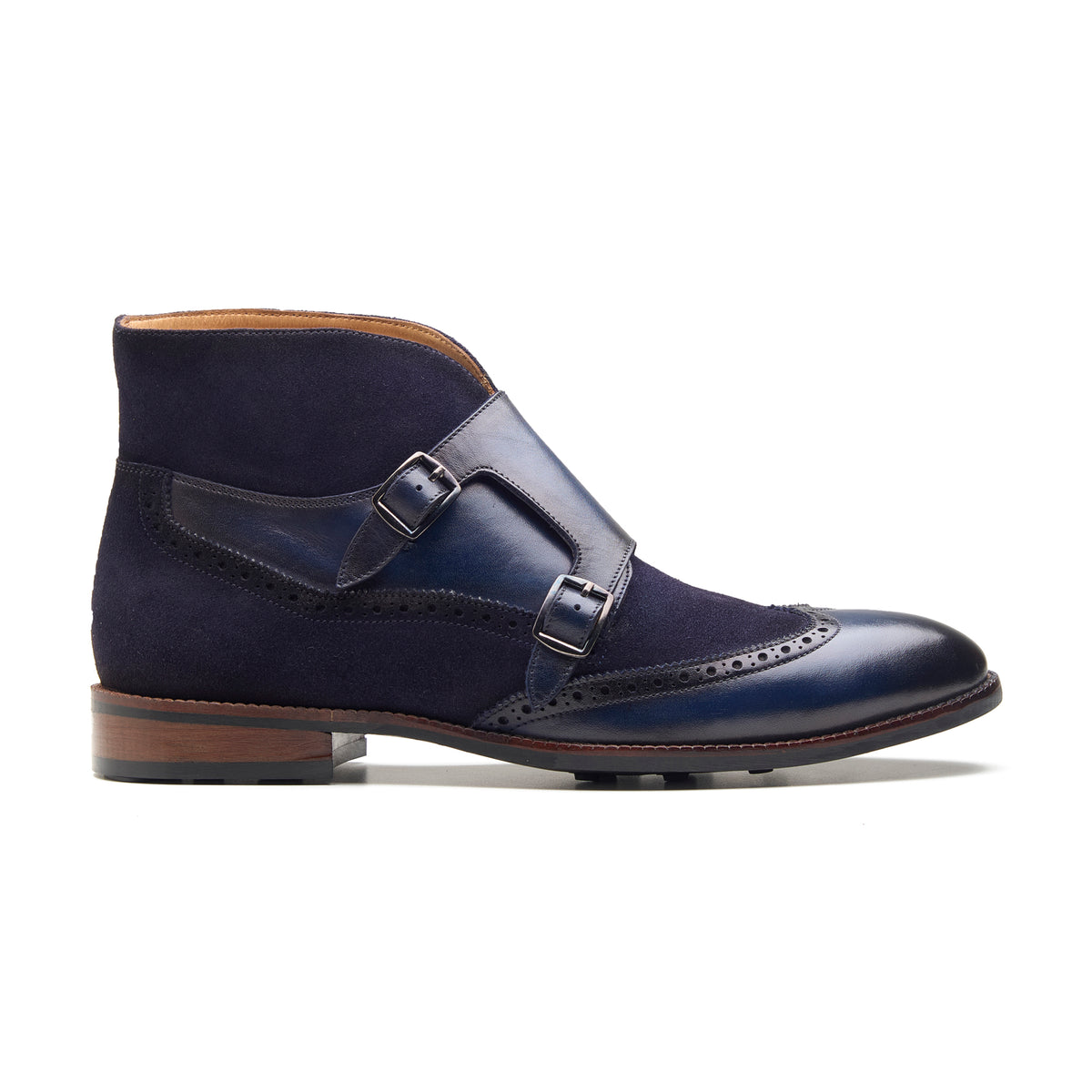 Lewis, Wingtip Monk Boot - Navy