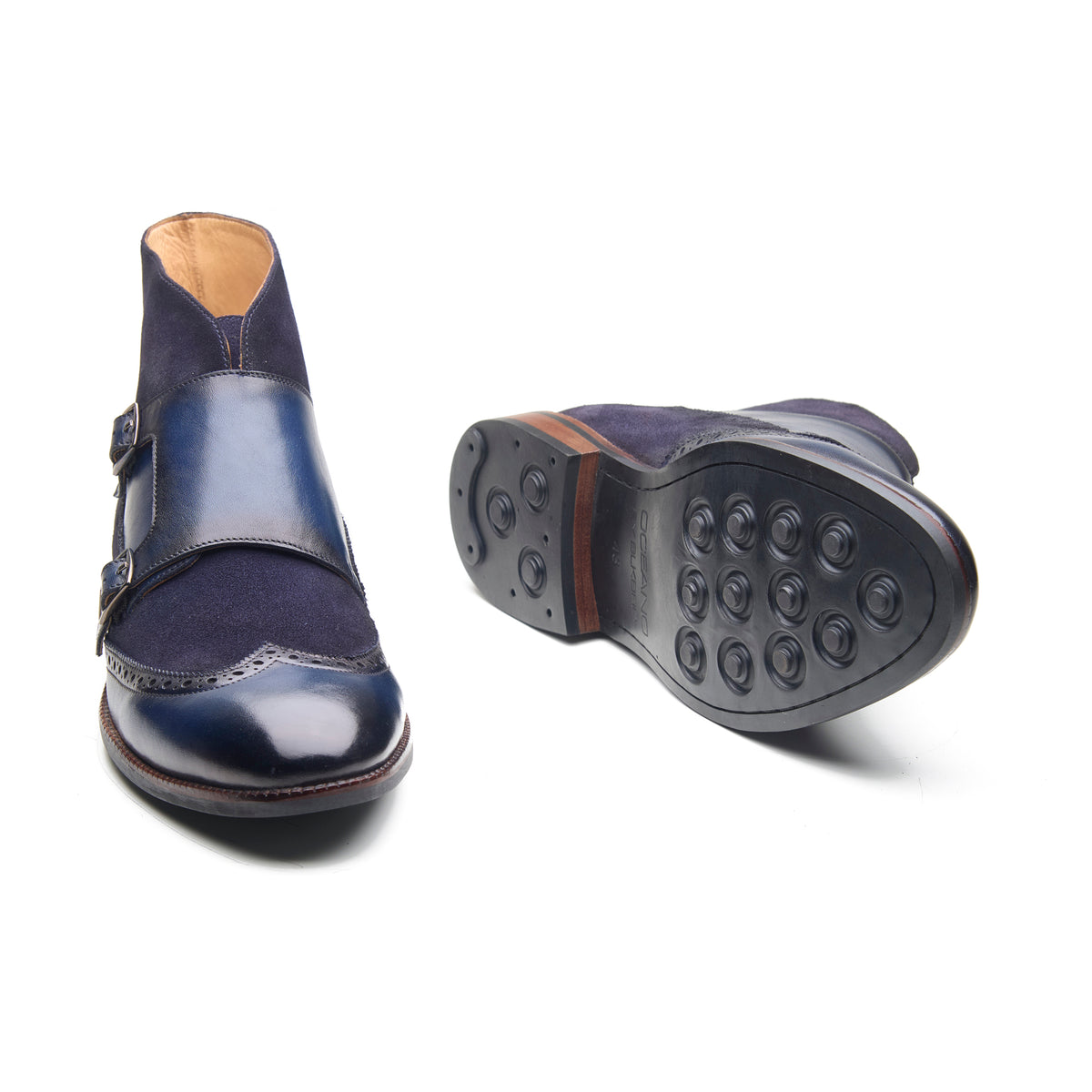 Lewis, Wingtip Monk Boot - Navy