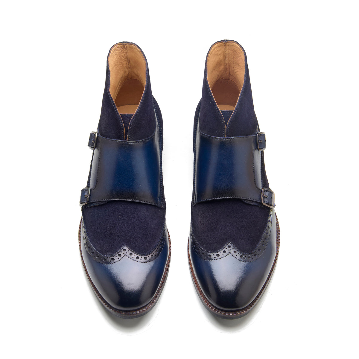 Lewis, Wingtip Monk Boot - Navy