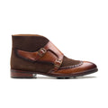 Lewis, Wingtip Monk Boot - Tan Crust + Brown Suede