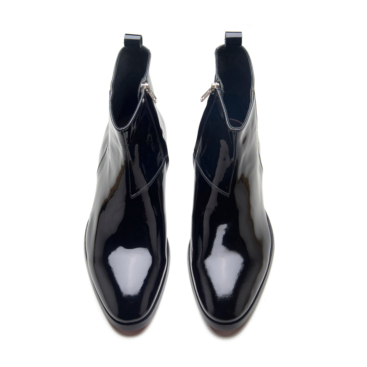 Cash, Zipper Boots - Black Patent